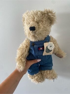 Boyds Bear Billy Bob Bruin 14” Denim Overalls Jointed Bear Wear Brown Eyes